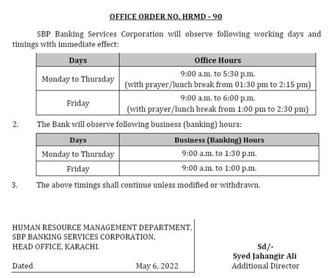 bank employees, Saturday holiday, SBP