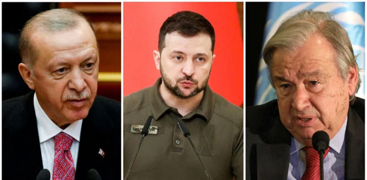 Recep Tayyip Erdogan, Volodymyr Zelensky, Antonio Guterres, Ukraine