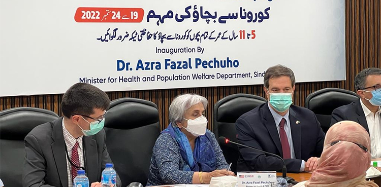 Anti-Covid vaccination drive, Covid vaccination drive, Sindh, paediatric covid vaccination campaign, Dr Azra Pechuho