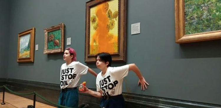 Paris museum soup attack, painting soup attack, climate activists