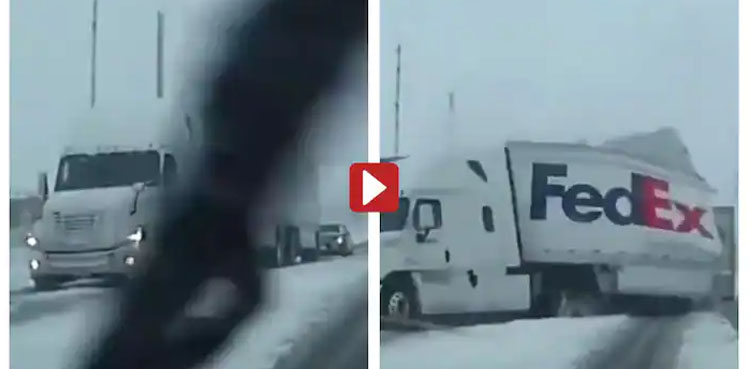 Viral Video, Train rams, trailer truck, driver on seat,
