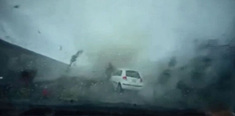 Video: Violent tornado swallows a car completely