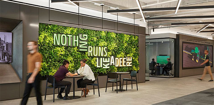 Employees at Deere & Co. new tech hub in Chicago?s West Loop neighborhood in the fall last year, Chicago, Illinois, U.S., August 2022 in this handout image. Dave Burk/SOM/Handout via REUTERS