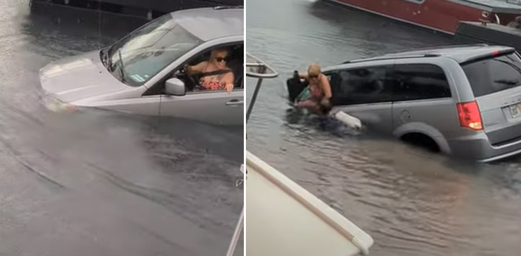 Viral video, Woman drives car into sea, GPS directions