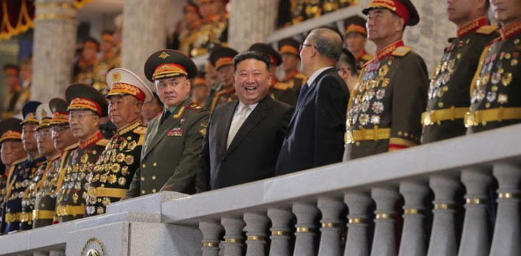 Russian Chinese officials military parade Kim Jong Un