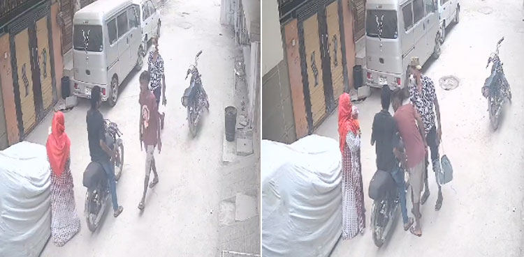 CCTV footage: Muggers loot couple at doorstep in Karachi