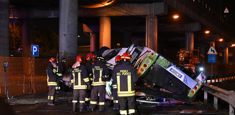 At least 21 killed after bus falls from Venice bridge