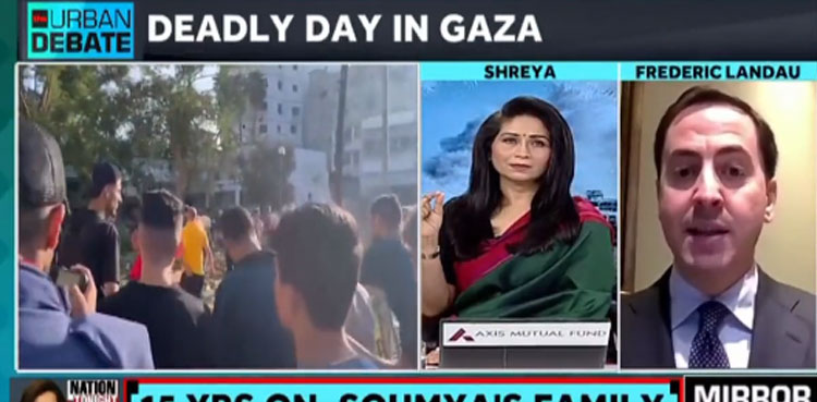 Palestinian sari, Israeli panellist Indian news anchor fight, Frederic Landau, Shreya Dhoundial, Israel-Palestine conflict, Gaza hospital bombing