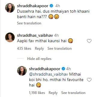 shraddha kapoor, viral post, instgram comment, favourite mithai