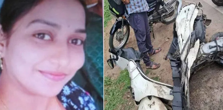 Girl crushed to death, scooty accident , speeding bus