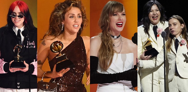 taylor swift, billie eilish, miley cyrus, grammy awards 2024, sza