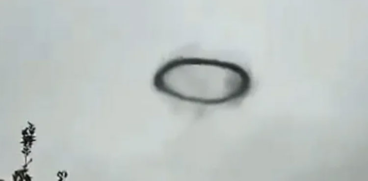 UFO: Mysterious black ring spotted floating in sky