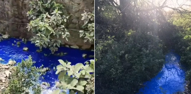 river suddenly turns blue, Netizens baffled, Viral