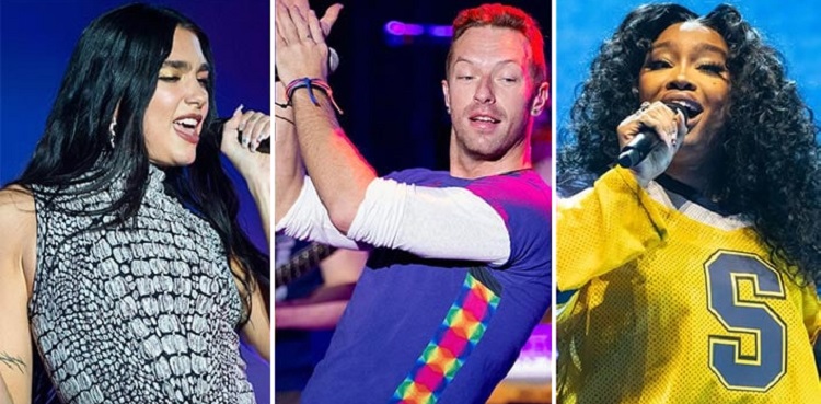 Glastonbury Festival, dua lipa, coldplay, sza