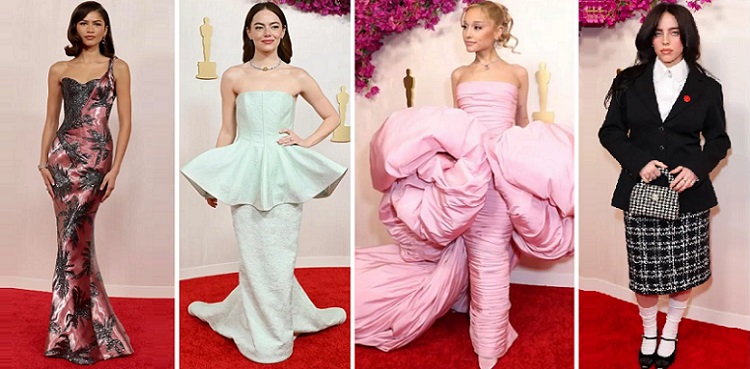 Oscars 2024 red carpet Strong silhouettes and sparkles dominate