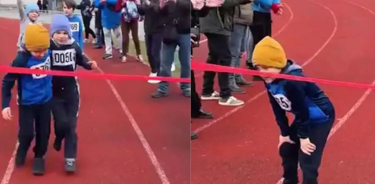 Viral video: Boy's selfless act helps friend win Race, melts hearts