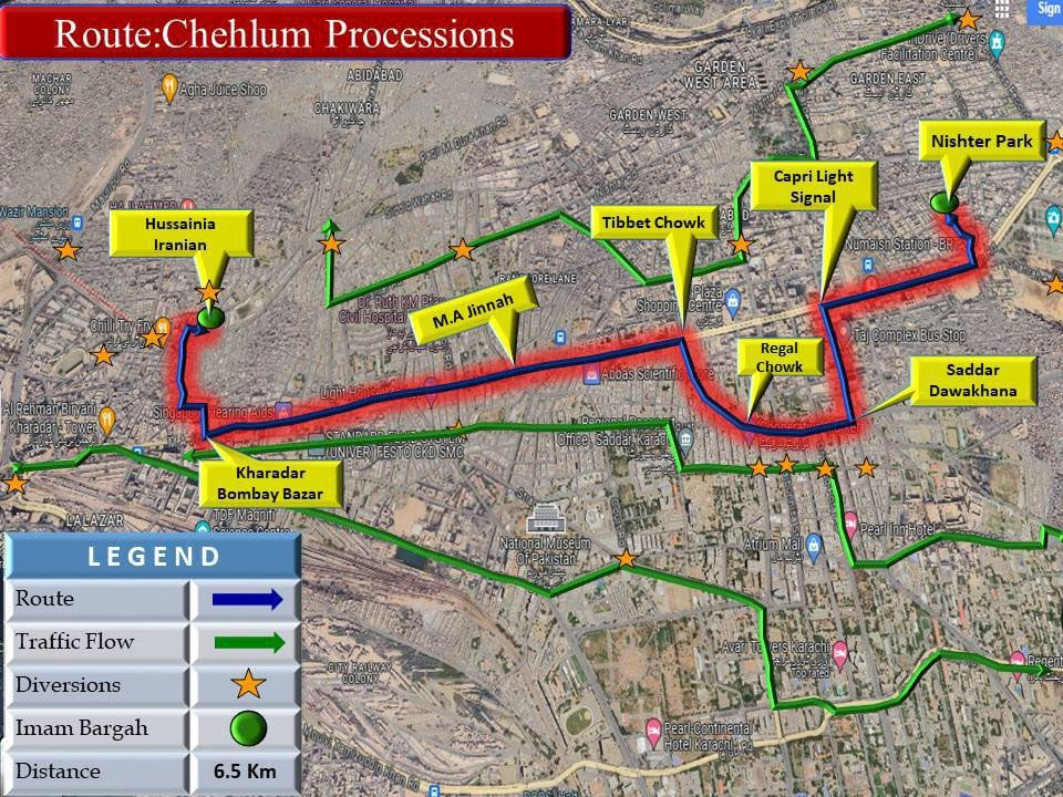 Traffic diversion plan issued for Chehlum procession in Karachi