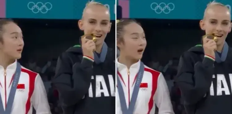 Zhou Yaqin's medal-biting moment goes viral at Paris 2024