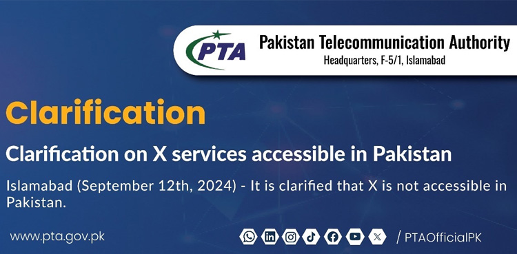 PTA issues, clarification, X services, Pakistan