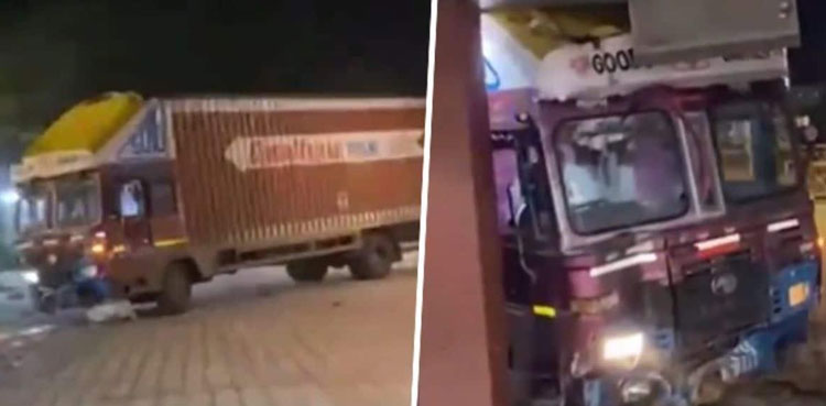 Viral video: Truck driver rams into hotel after being denied food