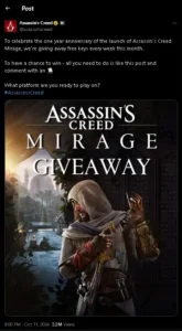 Ubisoft, Assassin’s Creed Shadows, game, Assassin’s Creed Mirage, giveaway