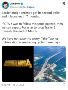 GTA 6, second trailer, Borderlands 4, rockstar games