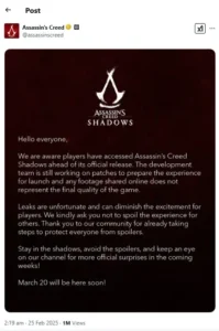 Ubisoft, game, Assassin's Creed Shadows, leaked